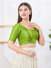 Vamas Art Silk Round Neck Solid Front Open Blouse
