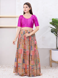 Vamas Art Silk Round Neck Solid Front Open Blouse