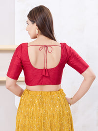 Vamas Art Silk Round Neck Solid Front Open Blouse