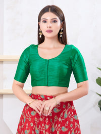 Vamas Art Silk Round Neck Solid Front Open Blouse