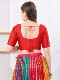 Vamas Art Silk Round Neck Solid Front Open Blouse
