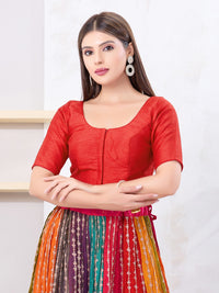 Vamas Art Silk Round Neck Solid Front Open Blouse