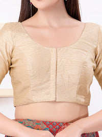 Vamas Art Silk Round Neck Solid Front Open Blouse