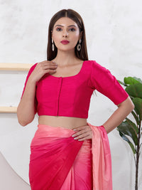 Vamas Art Silk Round Neck Solid Front Open Blouse