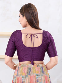 Vamas Art Silk Round Neck Solid Front Open Blouse