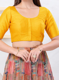 Vamas Art Silk Round Neck Solid Front Open Blouse