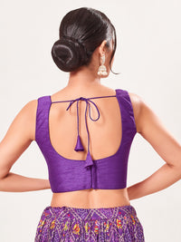 Vamas Art Silk Round Neck Solid Front Open Blouse