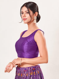 Vamas Art Silk Round Neck Solid Front Open Blouse