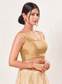 Vamas Art Silk Round Neck Solid Front Open Blouse