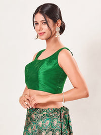 Vamas Art Silk Round Neck Solid Front Open Blouse