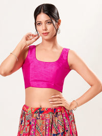 Vamas Art Silk Round Neck Solid Front Open Blouse