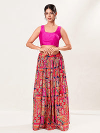 Vamas Art Silk Round Neck Solid Front Open Blouse