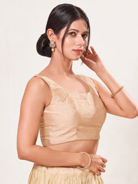 Vamas Art Silk Round Neck Solid Front Open Blouse