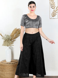 Vamas Tissue Round Neck Front Open Blouse