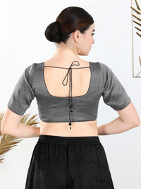 Vamas Tissue Round Neck Front Open Blouse