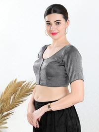 Vamas Tissue Round Neck Front Open Blouse