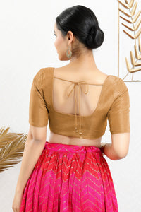 Vamas Tissue Round Neck Front Open Blouse