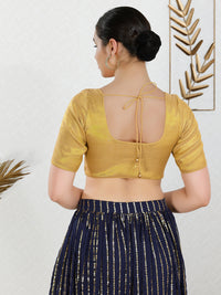 Vamas Tissue Round Neck Front Open Blouse