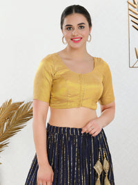 Vamas Tissue Round Neck Front Open Blouse