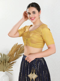 Vamas Tissue Round Neck Front Open Blouse