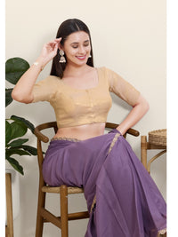 Vamas Tissue Round Neck Front Open Blouse