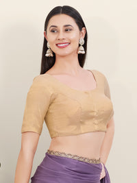 Vamas Tissue Round Neck Front Open Blouse