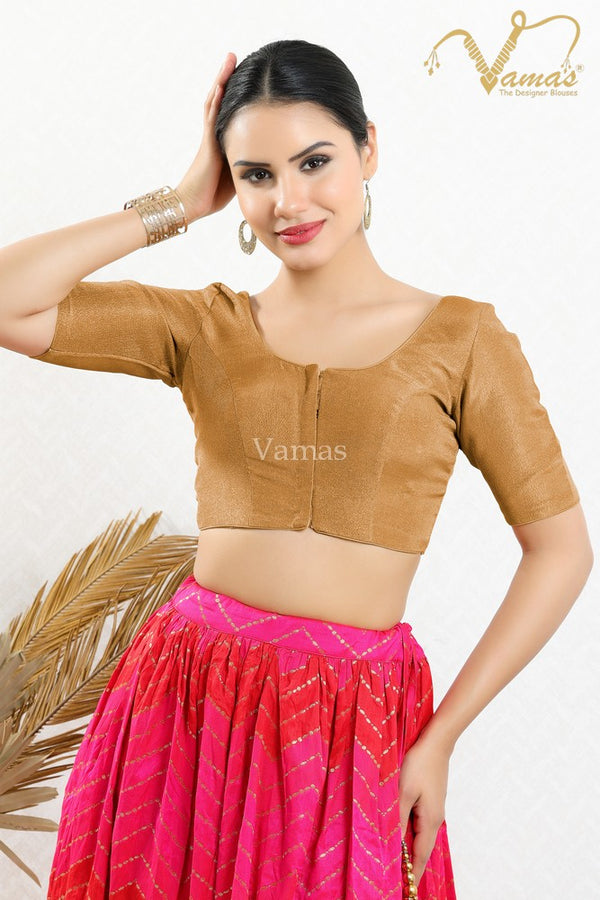 Vamas Women's Shimmer Padded Front Open Half Sleeves Saree Blouse ( CO-289 )