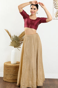 Vamas Tafetta Silk Zari Butti Round Neck Festive Blouse