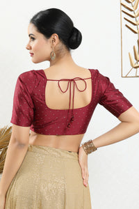Vamas Taffeta Silk Zari Butti Round Neck Festive Blouse