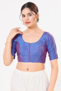 Vamas Tafetta Silk Zari Butti Round Neck Festive Blouse