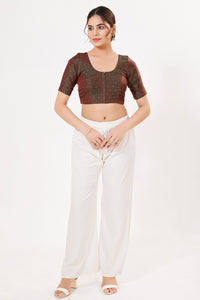 Vamas Tafetta Silk Zari Butti Round Neck Festive Blouse
