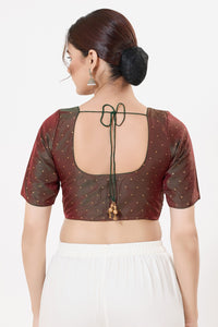Vamas Taffeta Silk Zari Butti Round Neck Festive Blouse