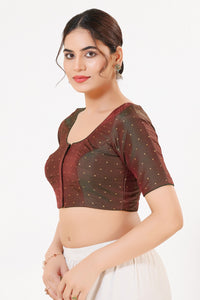 Vamas Taffeta Silk Zari Butti Round Neck Festive Blouse