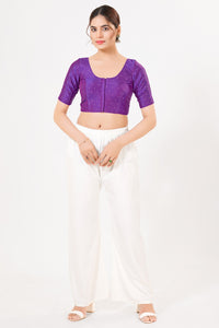 Vamas Taffeta Silk Zari Butti Round Neck Festive Blouse