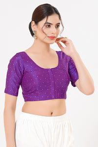 Vamas Taffeta Silk Zari Butti Round Neck Festive Blouse