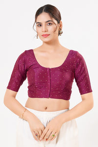 Vamas Tafetta Silk Zari Butti Round Neck Festive Blouse