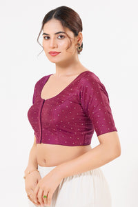 Vamas Tafetta Silk Zari Butti Round Neck Festive Blouse