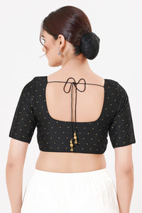 Vamas Tafetta Silk Zari Butti Round Neck Festive Blouse