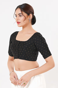Vamas Taffeta Silk Zari Butti Round Neck Festive Blouse