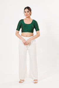 Vamas Tafetta Silk Zari Butti Round Neck Festive Blouse