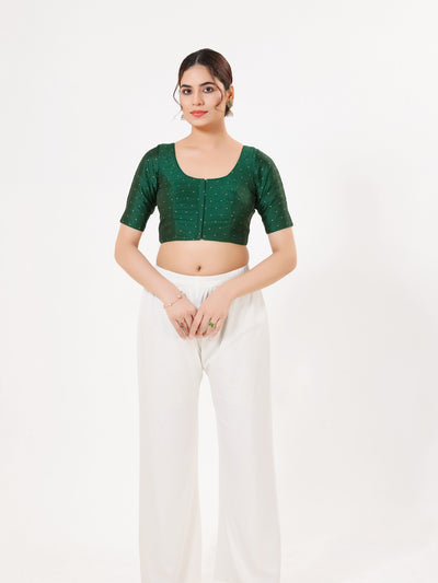 Vamas Tafetta Silk Zari Butti Round Neck Festive Blouse