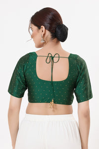 Vamas Tafetta Silk Zari Butti Round Neck Festive Blouse