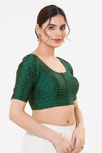 Vamas Tafetta Silk Zari Butti Round Neck Festive Blouse
