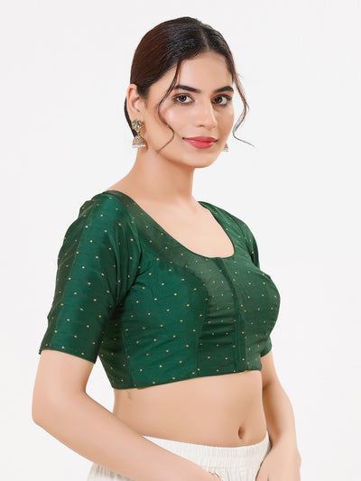 Vamas Taffeta Silk Zari Butti Round Neck Festive Blouse