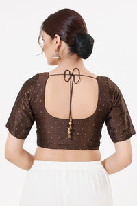 Vamas Taffeta Silk Zari Butti Round Neck Festive Blouse