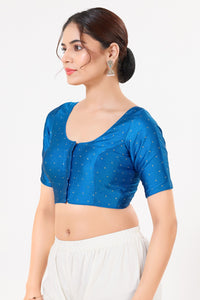 Vamas Tafetta Silk Zari Butti Round Neck Festive Blouse