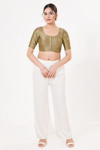 Vamas Tafetta Silk Zari Butti Round Neck Festive Blouse