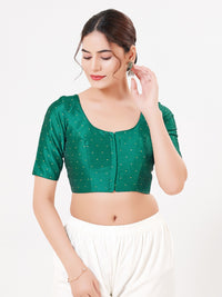 Vamas Tafetta Silk Zari Butti Round Neck Festive Blouse