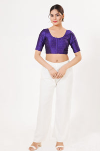 Vamas Taffeta Silk Zari Butti Round Neck Festive Blouse