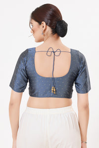 Vamas Taffeta Silk Zari Butti Round Neck Festive Blouse